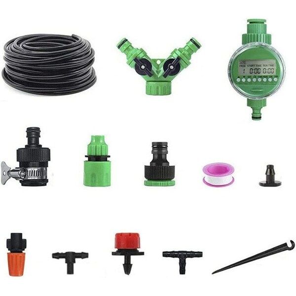 Ozoffer 202PC 50M Hose Garden Irrigation System Timer Plant Watering DIY Micro Drip Kits