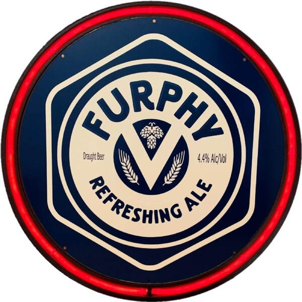 LARGE FURPHY Refreshing ALE Beer Bar Garage Wall Light Sign RED Neon