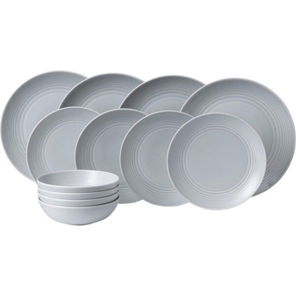 Royal Doulton Gordon Ramsay Maze Light Grey 12pc Dinner Stoneware Set - Set of 12
