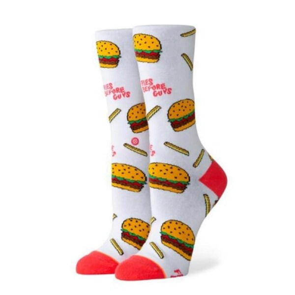 Stance "Fries Before Guys" Burger & Fries Crew Socks – Fun Food Print M