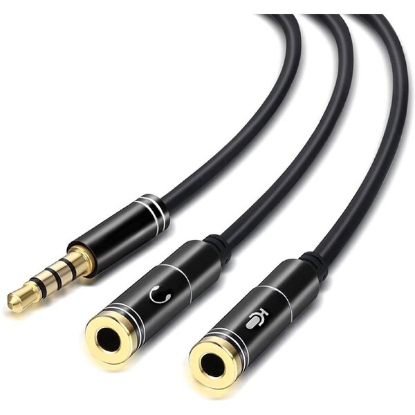 ACL 2 X Headphone Auido Microphone Splitter Adapter Aux 3.5mm Male to 3.5mm Female Headphone output & 3.5mm Female Mic Input