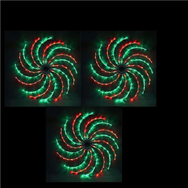 Christmas Complete LED Spinner Lights Green & Red SET of 3