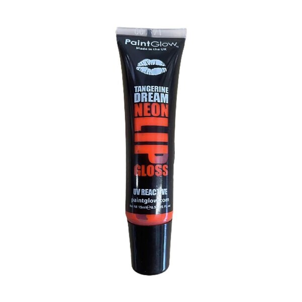 Paintglow 15ml Tangerine Dream Flavoured Neon Orange UV Lip Gloss