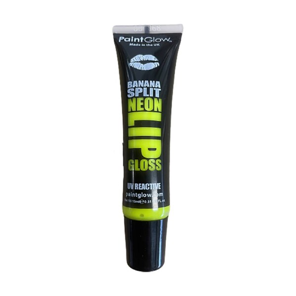 Paintglow 15ml Banana Split Flavoured Neon Yellow UV Lip Gloss