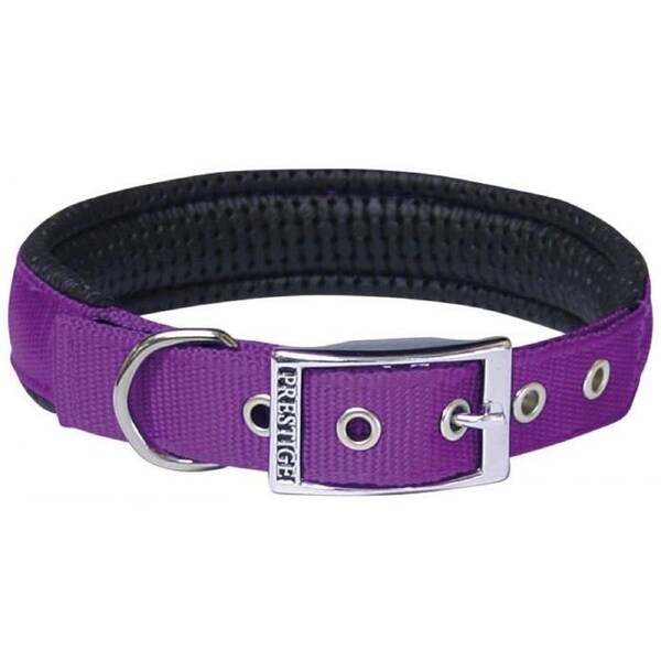 Purple Soft Padded Dog Collar - 25mm x 71cm Chrome Plated Buckle (Prestige Pet)