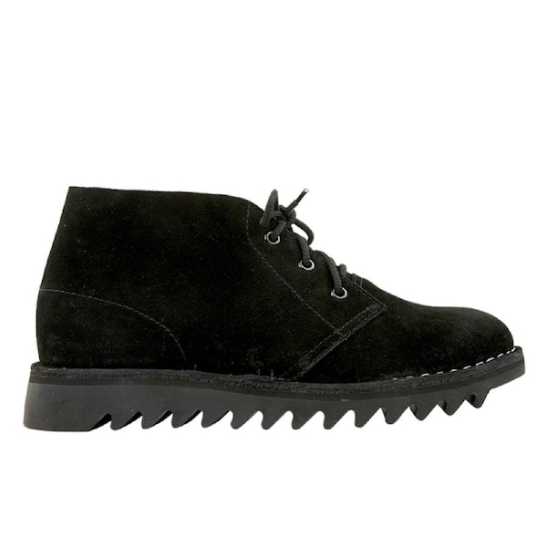 Ripple Sole Mens Harley Suede Leather Desert Boots Chukka Shoes Lace Up - Black US 7 (EU 40)