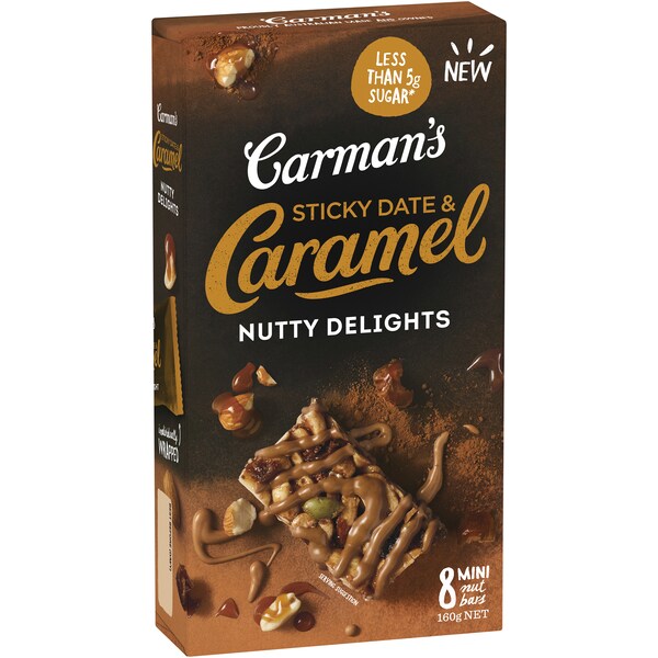 Carman's Nutty Delights Sticky Date & Caramel Bars 8 Pack