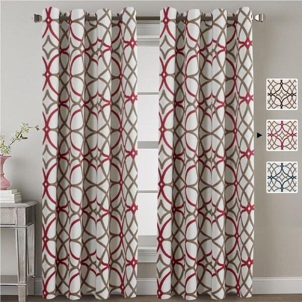 1 Pair Curtains Blockout Eyelet Living Room Curtains for Bedroom, Soft and Thick Geo in Grey and Navy / 132cm X 213cm