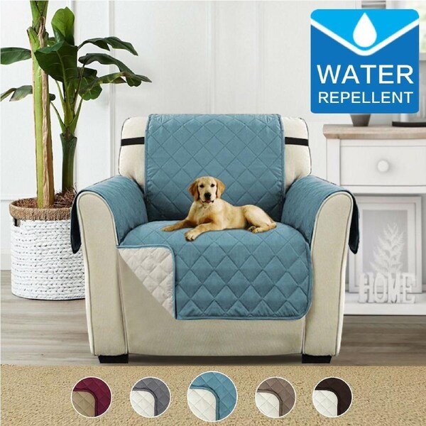 1/2/3 Recliner Water Prevent Pet Friendly Plush Reversible Furniture Sofa cover One Seater - 190cm x 165cm / Stone Blue/Beige