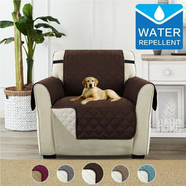 1/2/3 Seater Sofa Slipcover Reversible Couch Cover Sofa Cover with Strong Straps One Seater - 190cm x 165cm / Brown/Beige