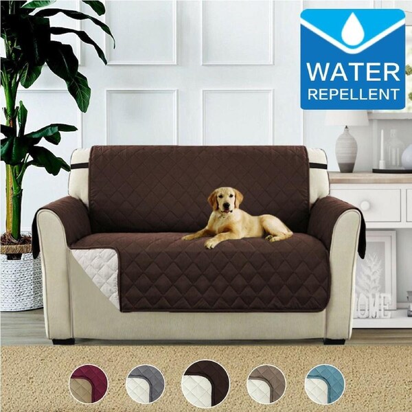 Sofa Covers Couch Covers Protector With Non Slip Straps Reversible Water Prevent Two Seater - 190cm x 228cm / Brown/Beige