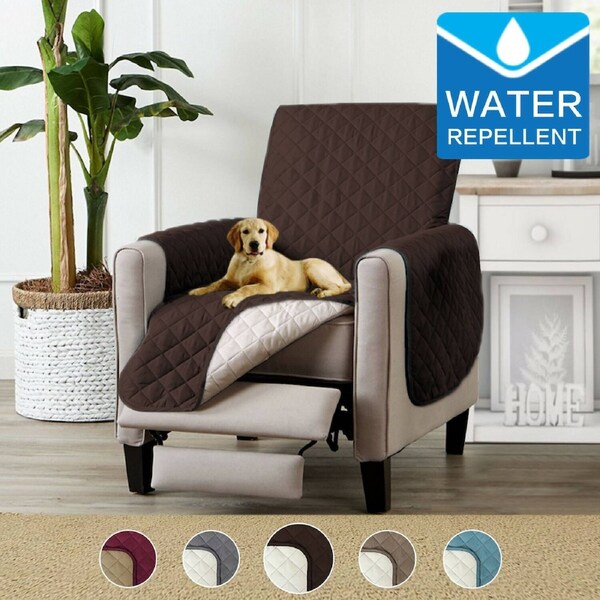 Sofa Covers Couch Covers Protector With Non Slip Straps Reversible Water Prevent Recliner - 200cm x 173cm / Brown/Beige