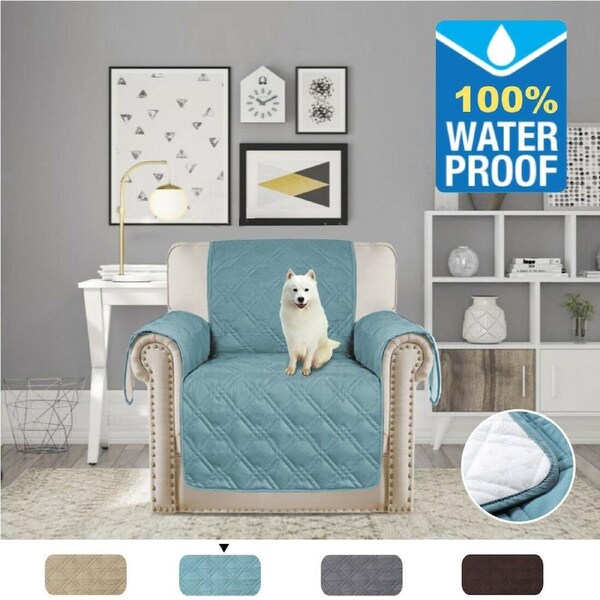 100% Waterproof Sofa Slipcover Non slip Sofa Couch Cover Pet Friendly Quilted Recliner Chair: 56cm x 201cm / Stone Blue