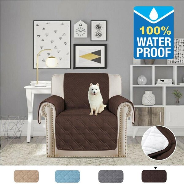 100% Waterproof Sofa Covers Couch Covers Slip Covers for Dogs with Strap 1/2/3/4 Recliner Chair: 56cm x 201cm / Brown