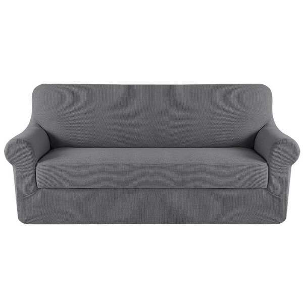 2 Pieces Stretch Sofa Covers Couch Sofa Lounge Covers Couch Cover Slip Covers Grey / Two Seater