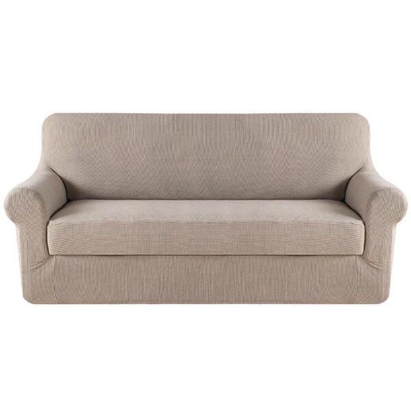 2 Pieces Style Stretch Sofa Cover Couch Cover Slip Cover Small Jacquard Soft Sand / Three seater (173-210cm)