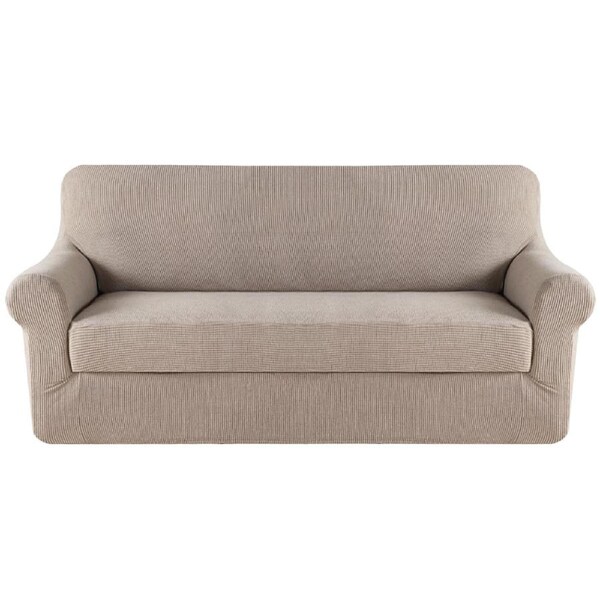 2 Pieces Style Stretch Sofa Cover Couch Cover Slip Cover Small Jacquard Soft Ivory / One seater (79-106cm)