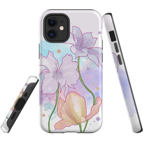 For iPhone 12 Mini Case Tough Protective Cover Watercolor Floral
