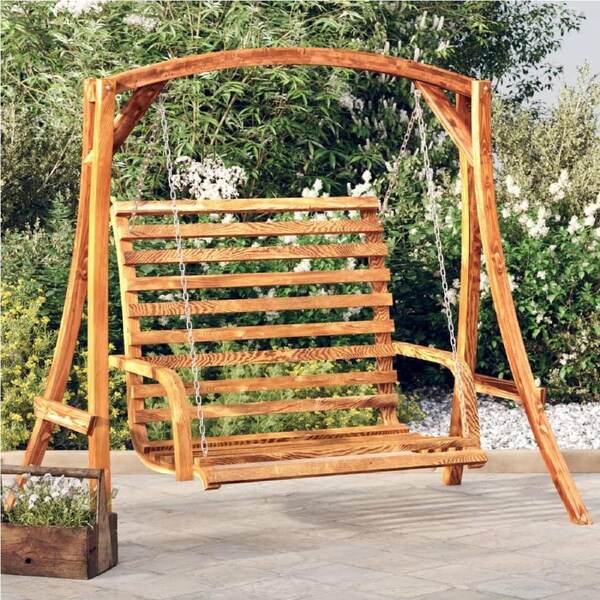 Swing Bench Solid Bent Wood with Teak Finish 126x63x92 cm vidaXL
