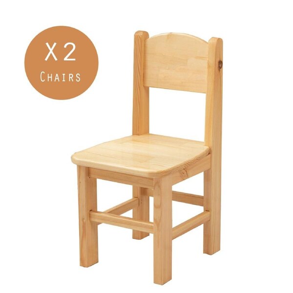 2x Wooden Timber Kids Chair Chairs Stool High Quality Very Sturdy Pinewood
