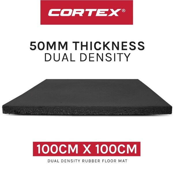 CORTEX Dual Density Rubber Gym Floor Mat 50mm (1m x 1m)
