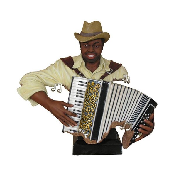 Music Alive Handpainted Accordionist Figure - 400mm Tall Polyresin Musician Bust