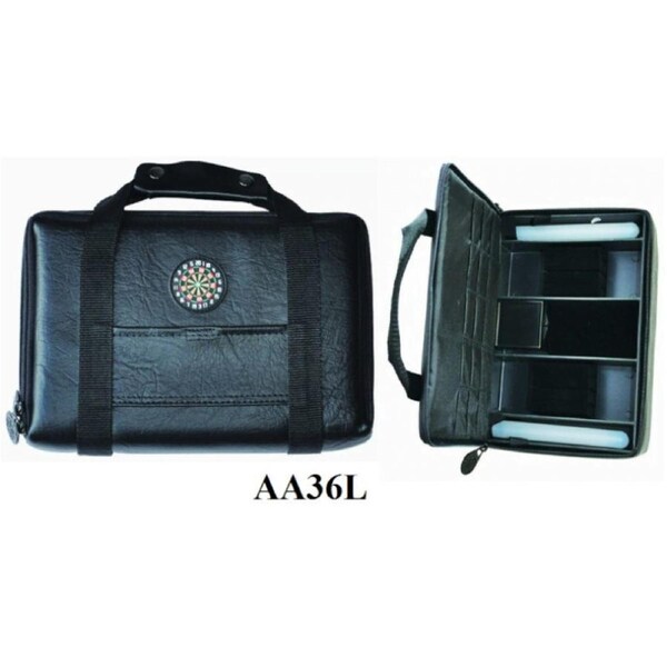 Alana Deluxe Leather Large Dart Board Dart Carry Case Wallet BLACK