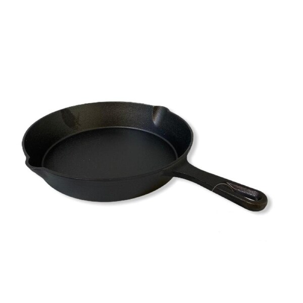YES4HOMES 25 cm Cast Iron Skillet Barbecue Fry Pan Pre-Seasoned Oven Safe Grill Frypan