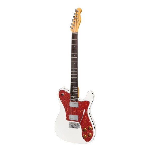 J&D Luthiers Deluxe TE-Style Electric Guitar JD-TL12-WHT, White, 6 Strings, Solid Basswood Body, Canadian Hard Maple Neck, Right Handed