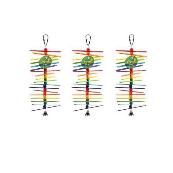YES4PETS 3 x Hanging Swing Bird Parrot Parakeet Cockatiel Budgie Toy With Bells