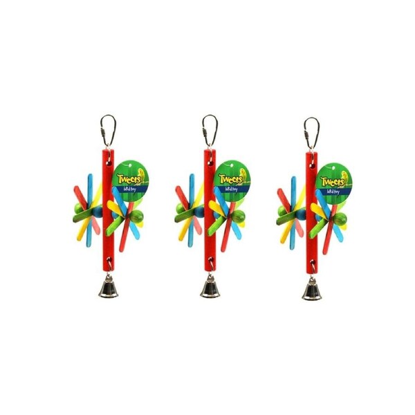 YES4PETS 3 x Hanging Swing Bird Parrot Parakeet Cockatiel Budgie Toy With Bells