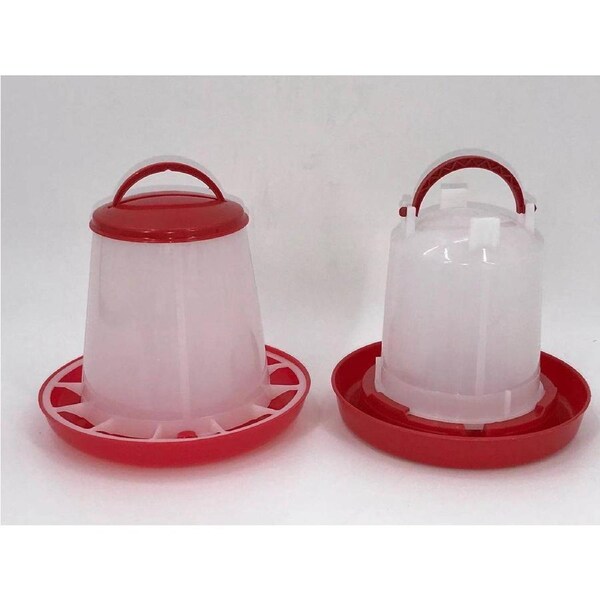 YES4PETS Small Poultry Bird Chicken Water Drinker 1 L & 1.5 kg Food Feeder Grain Seed Set