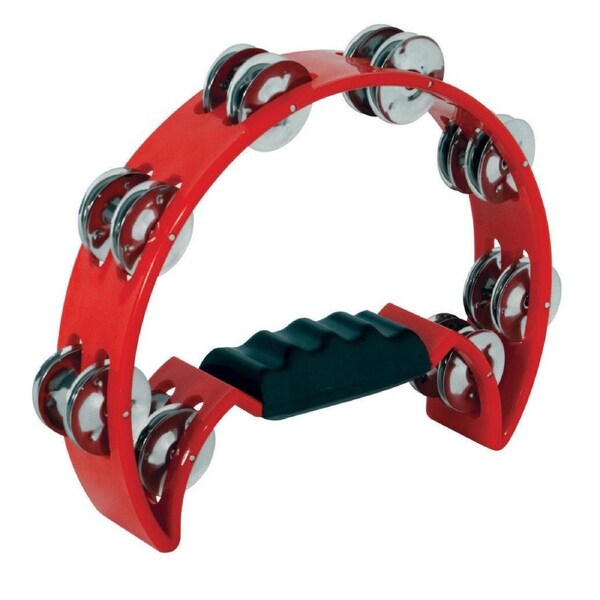 Mano Percussion - Red Half Moon Tambourine ABS Rim, 16 Pairs Of Jingles