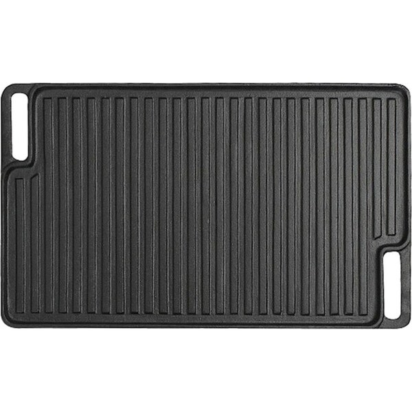 SOGA 45cm Rectangular Cast Iron Portable Fry BBQ Grill Plate Cooking Pan Tray with Handle