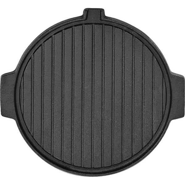 SOGA 30CM Round Cast Iron Korean BBQ Grill Plate with Handles and Drip Lip