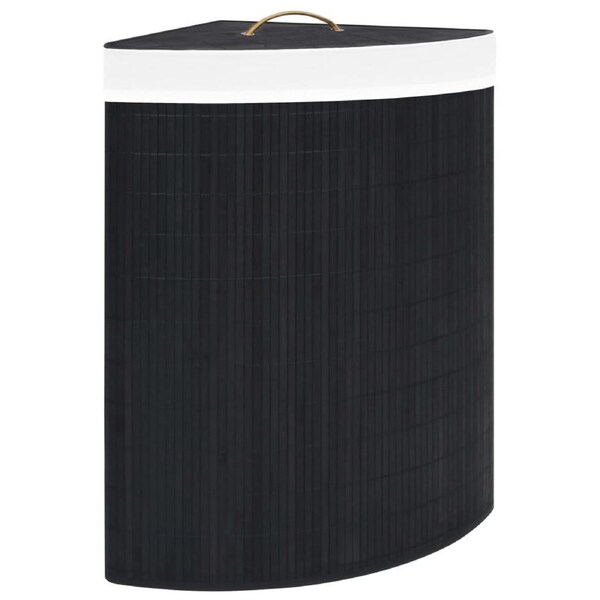 Bamboo Corner Laundry Basket Black 60 L vidaXL