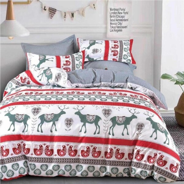 Reindeer Love CHRISTMAS Xmas Design Quilt Cover Set Single