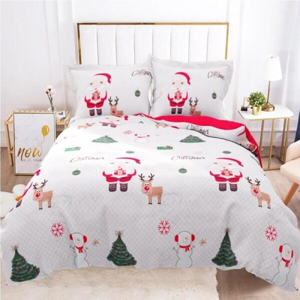 SANTA SNOW CHRISTMAS Design Quilt Cover Set King