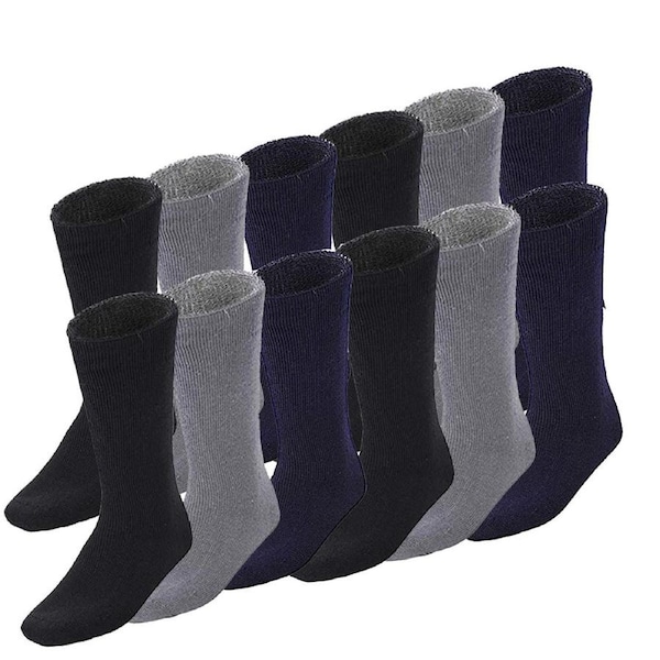 12 Pairs BAMBOO SOCKS Mens Heavy Duty Premium Thick Work Socks Cushion BULK Assorted Colour Pack / 11-14