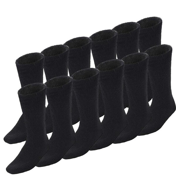 12 Pairs BAMBOO SOCKS Mens Heavy Duty Premium Thick Work Socks Cushion BULK Black / 6-11