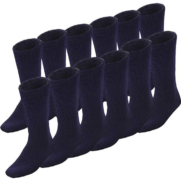 12 Pairs BAMBOO SOCKS Mens Heavy Duty Premium Thick Work Socks Cushion BULK Navy Blue / 6-11