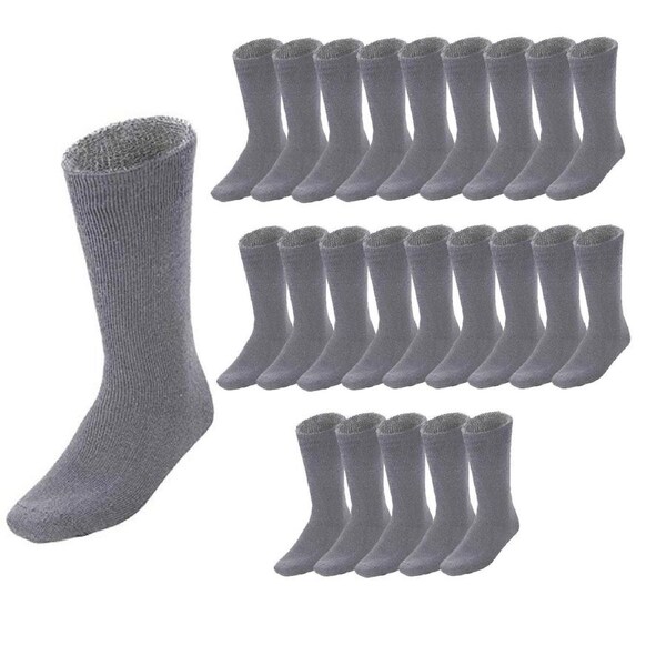 24 Pairs BAMBOO SOCKS Mens Heavy Duty Premium Thick Work Socks Cushion BULK Charcoal Grey / 6-11