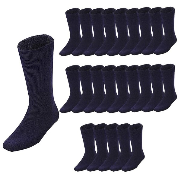 24 Pairs BAMBOO SOCKS Mens Heavy Duty Premium Thick Work Socks Cushion BULK Navy Blue / 11-14