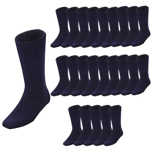 24 Pairs BAMBOO SOCKS Mens Heavy Duty Premium Thick Work Socks Cushion BULK Navy Blue / 6-11