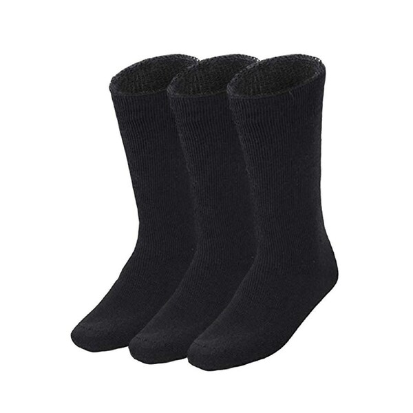3 Pairs BAMBOO SOCKS Mens Heavy Duty Premium Thick Work Socks Cushion BULK Black / 11-14