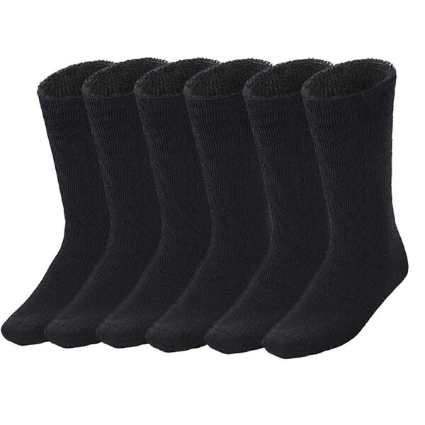 6 Pairs BAMBOO SOCKS Mens Heavy Duty Premium Thick Work Socks Cushion BULK Black / 11-14