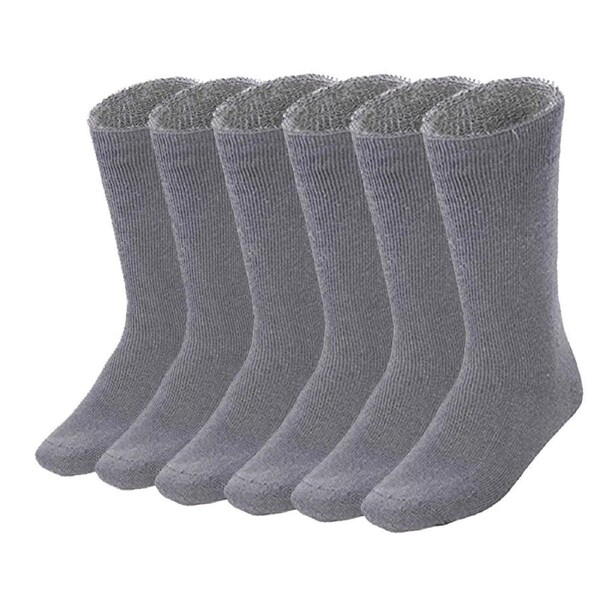 6 Pairs BAMBOO SOCKS Mens Heavy Duty Premium Thick Work Socks Cushion BULK Charcoal Grey / 11-14