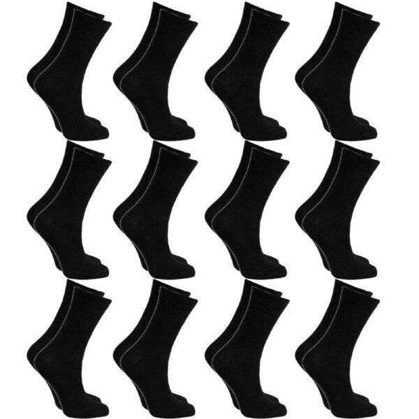 12x Pairs SCHOOL SOCKS Plain Cotton Rich Girls Boys School Uniform BULK Black 9-12