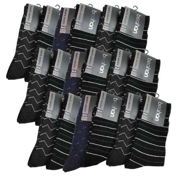 18 Pairs COTTON BUSINESS SOCKS Mens Dress Crew Plain Work Casual BULK Assorted / 6-11