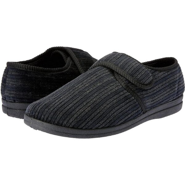 Grosby Thurston Mens Slippers Indoor Outdoor Cord Moccasins Shoes - Black 10